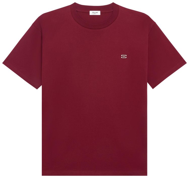 CELINE Triomphe Short Sleeve T Shirt Vintage BurgundyEcru