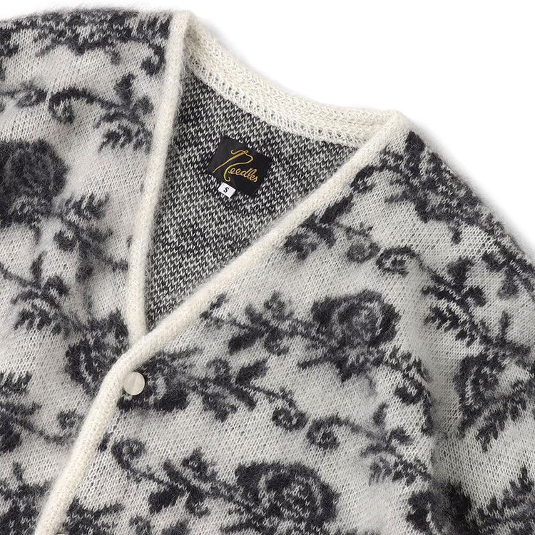 Needles Rose Mohair Cardigan Ice White
