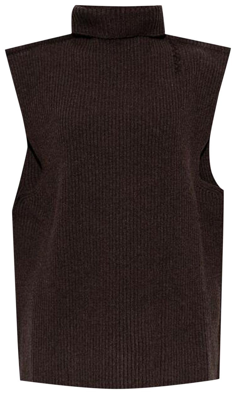 Marni Ribbed Felted Wool Turtleneck Chestnut
