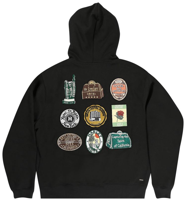 Amiri Hotel Zip Hoodie Black