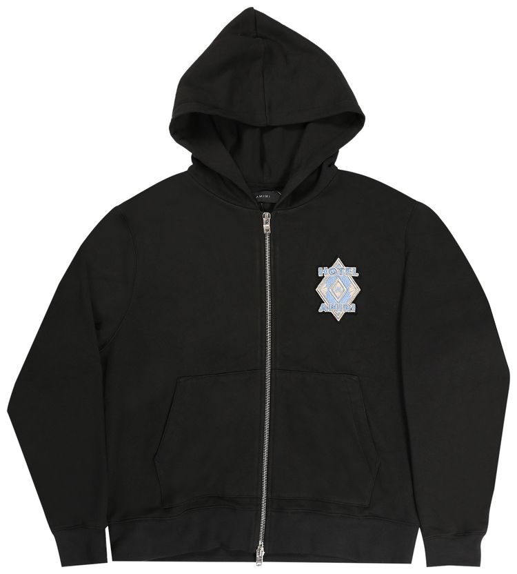 Amiri Hotel Zip Hoodie Black