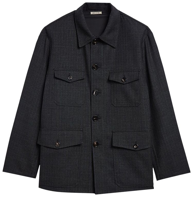 Marni Shadow Pinstripe Wool Jacket Blue  Grey