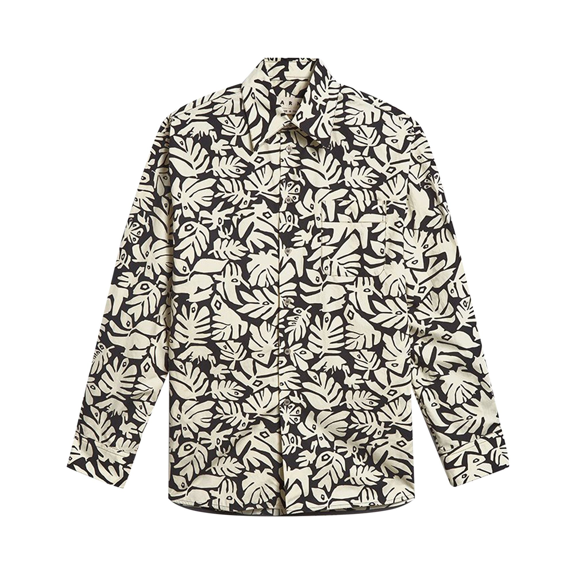 Buy Marni Eye Leaves Printed Shirt 'White / Black