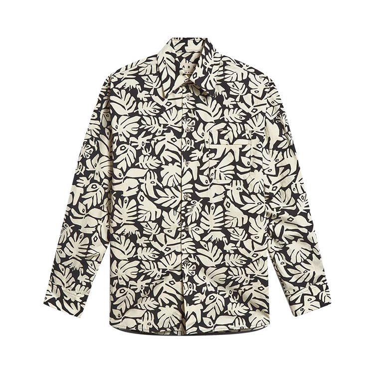 Marni Eye Leaves Printed Shirt White  Black