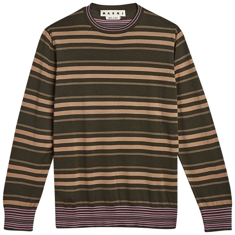 Marni Stripe Roundneck Sweater Green  Beige  Pink