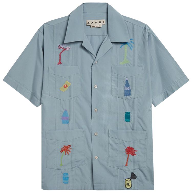 Marni Cotton Poplin Shirt Smoke Blue