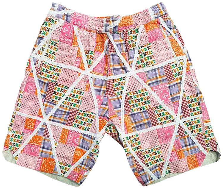 Engineered Garments BB Shorts Orange Lace Patchwork