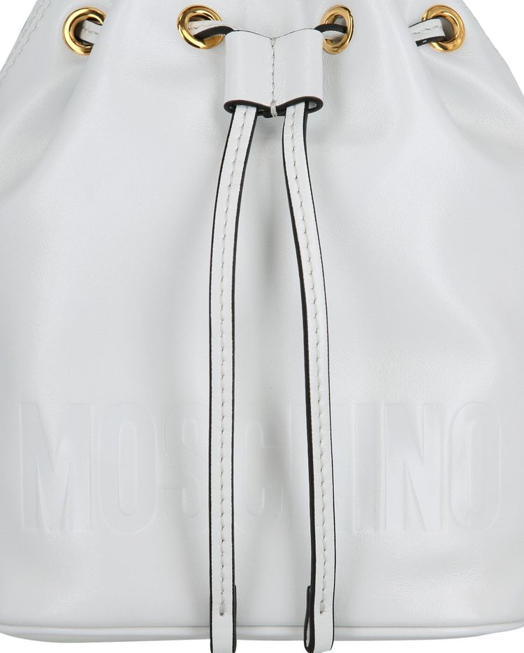 Moschino Logo Bucket Bag White