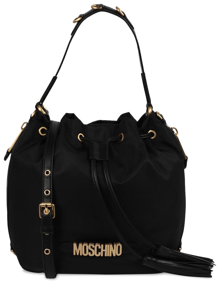 Moschino Logo Bucket Bag Black
