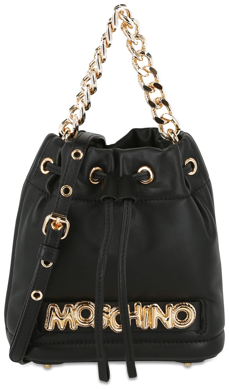 Moschino Logo Bucket Bag Fantasy PrintBlack