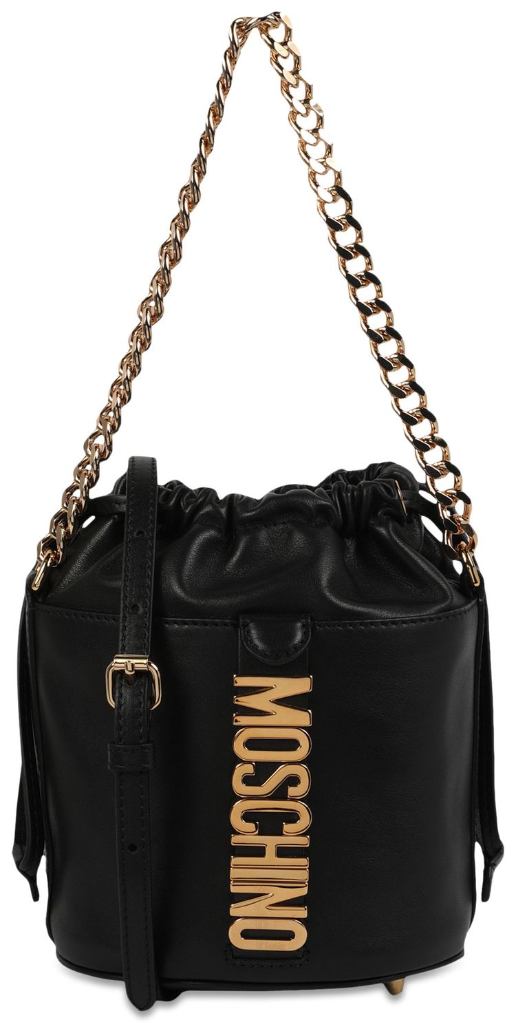 Moschino Logo Bucket Bag Black