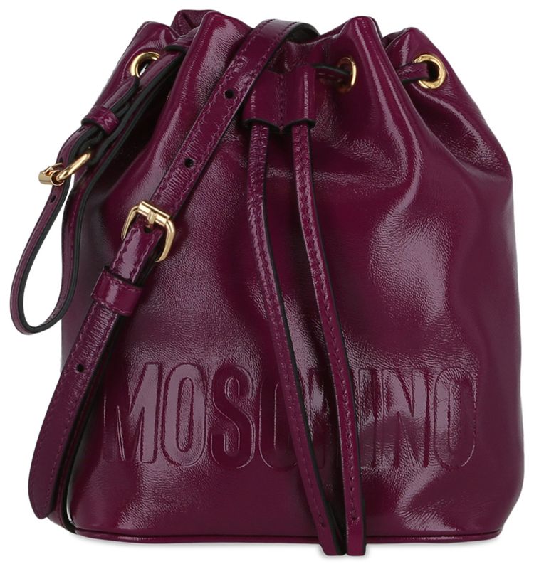 Moschino Logo Bucket Bag Bordeaux