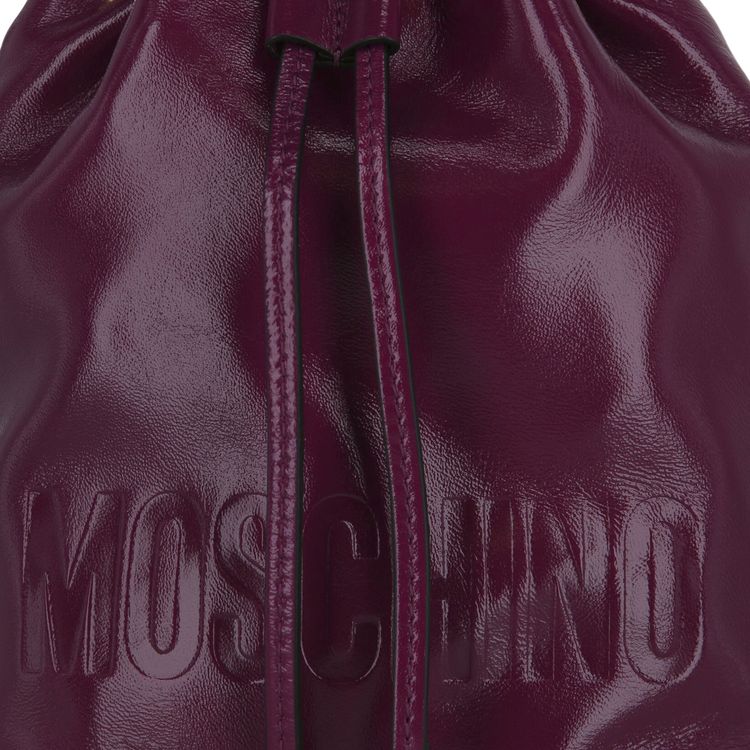 Moschino Logo Bucket Bag Bordeaux