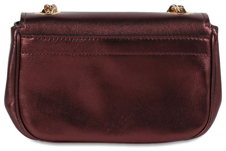 Moschino Metallic Leather Crystal Embellished Logo Crossbody Bag Fantasy PrintViolet