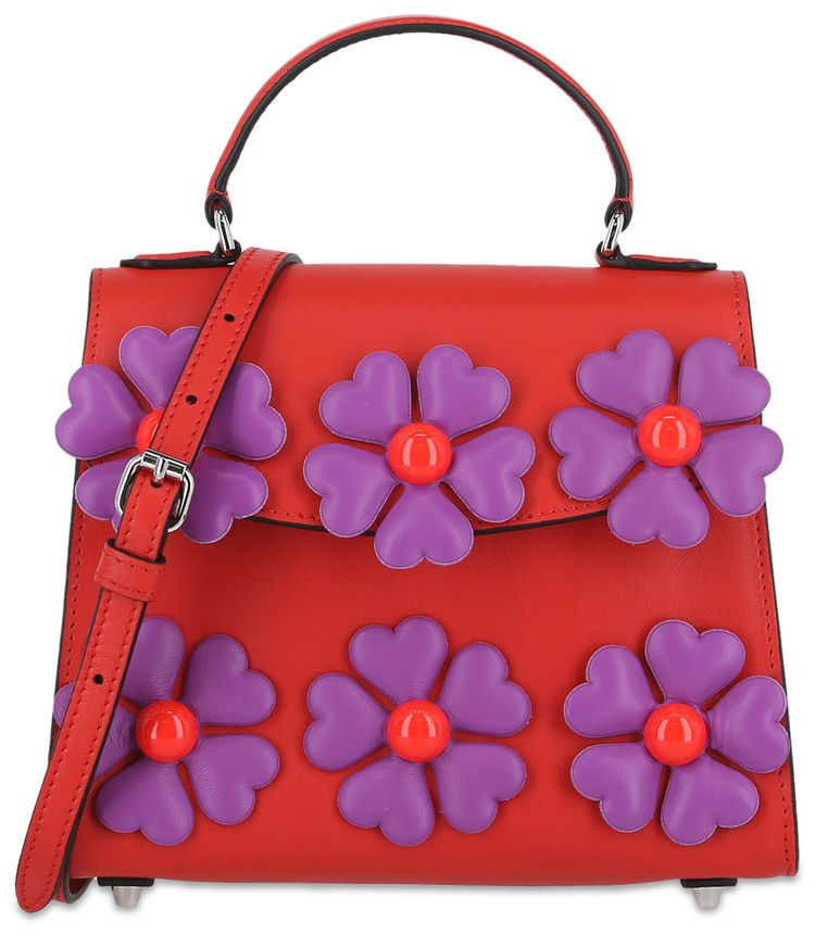 Moschino Floral Applique Shoulder Bag Fantasy Red