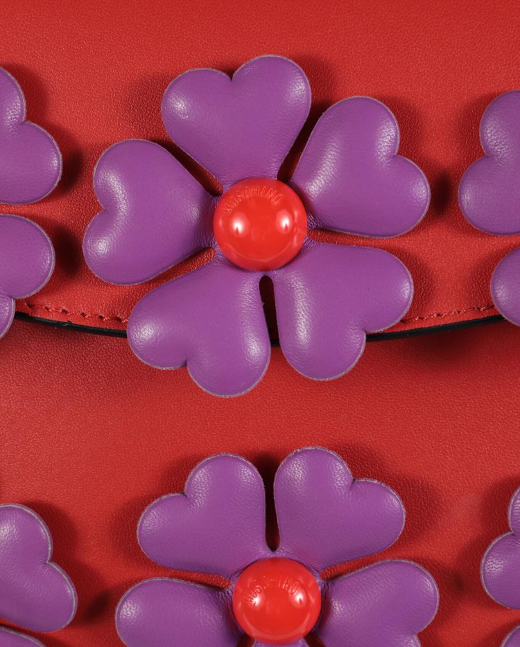 Moschino Floral Applique Shoulder Bag Fantasy Red
