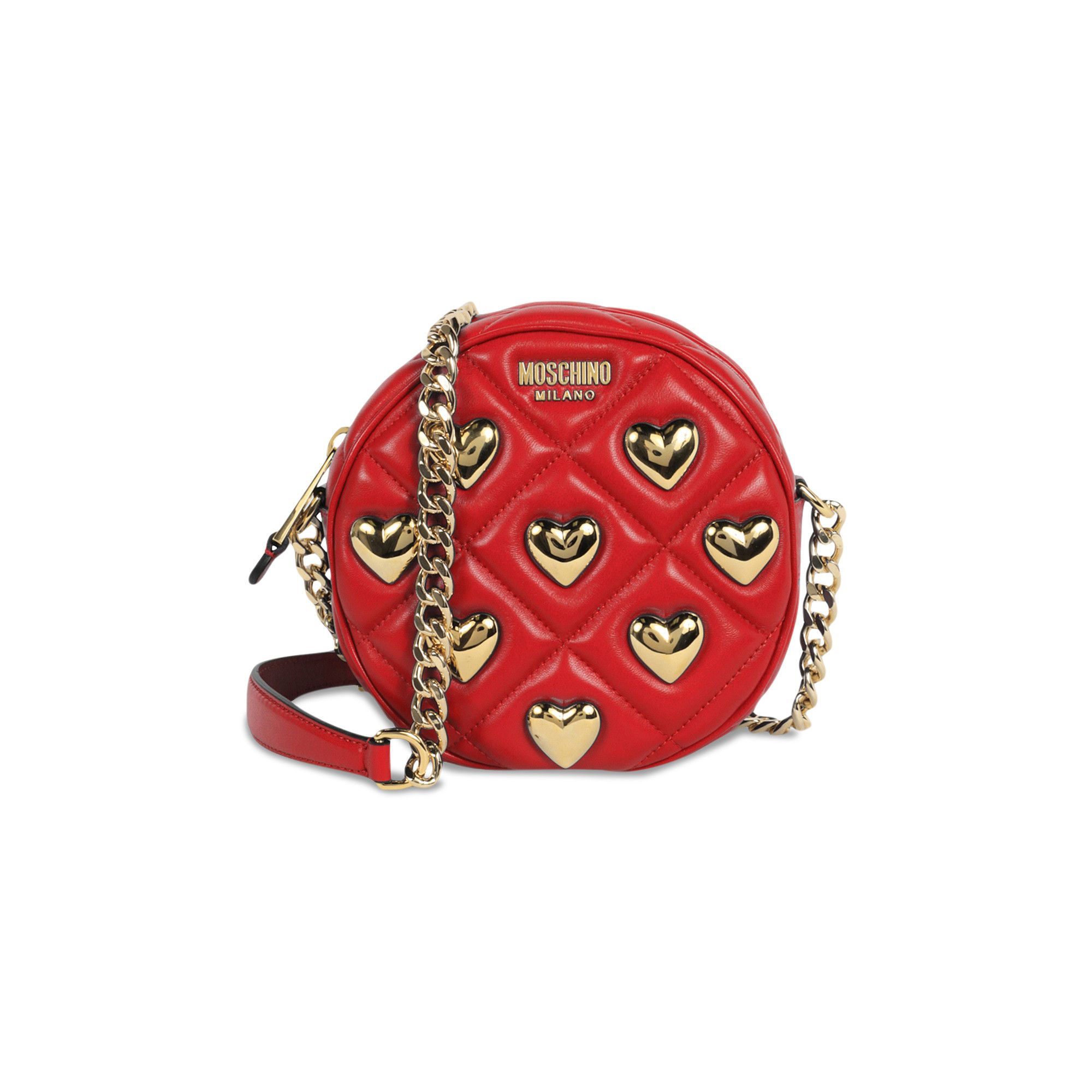 Buy Moschino Heart Studs Quilted Crossbody Bag 'Red' - 7508