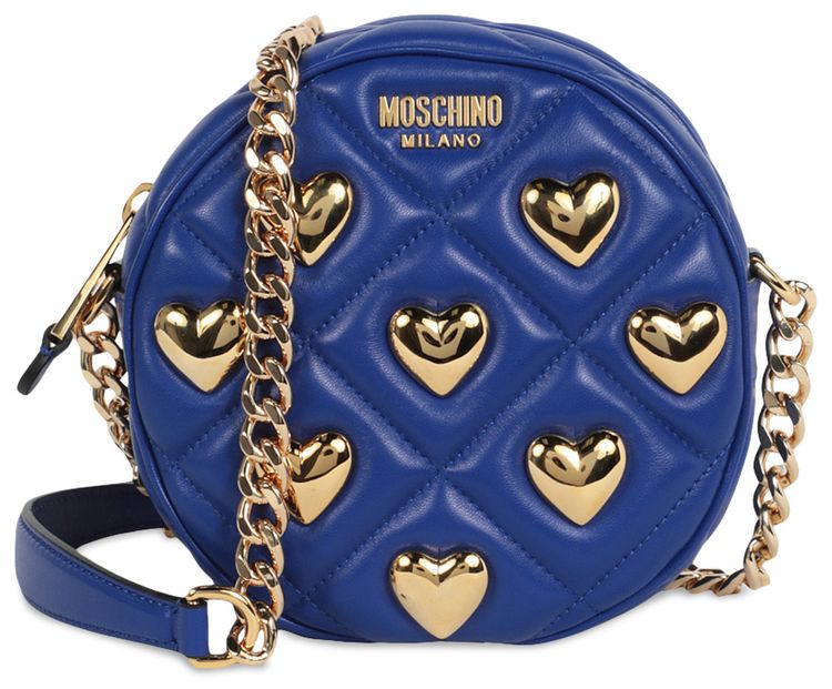 Moschino Heart Studs Quilted Crossbody Bag Blue
