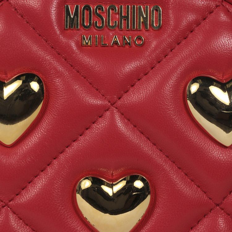 Moschino Heart Studs Quilted Crossbody Bag Red