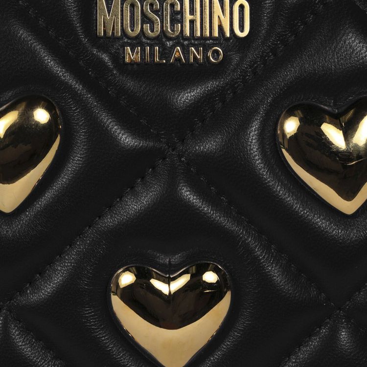 Moschino Heart Studs Quilted Crossbody Bag Fantasy PrintBlack
