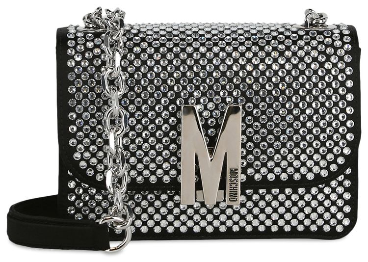 Moschino Crystal Logo Crossbody Bag Fantasy PrintBlack