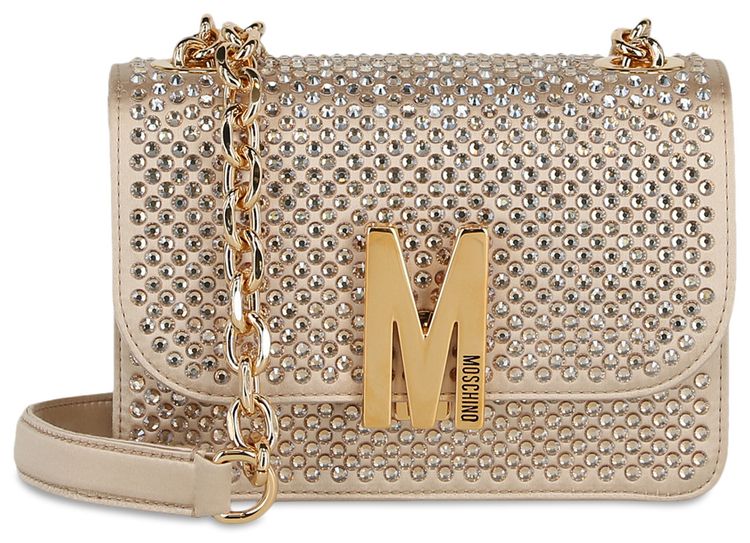 Moschino Crystal Logo Crossbody Bag Fantasy PrintBeige