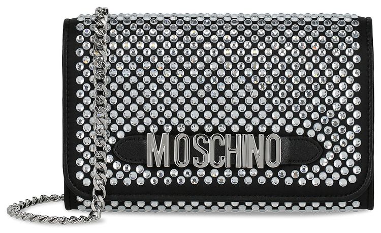 Moschino Crystal Embellished Crossbody Bag Fantasy PrintBlack
