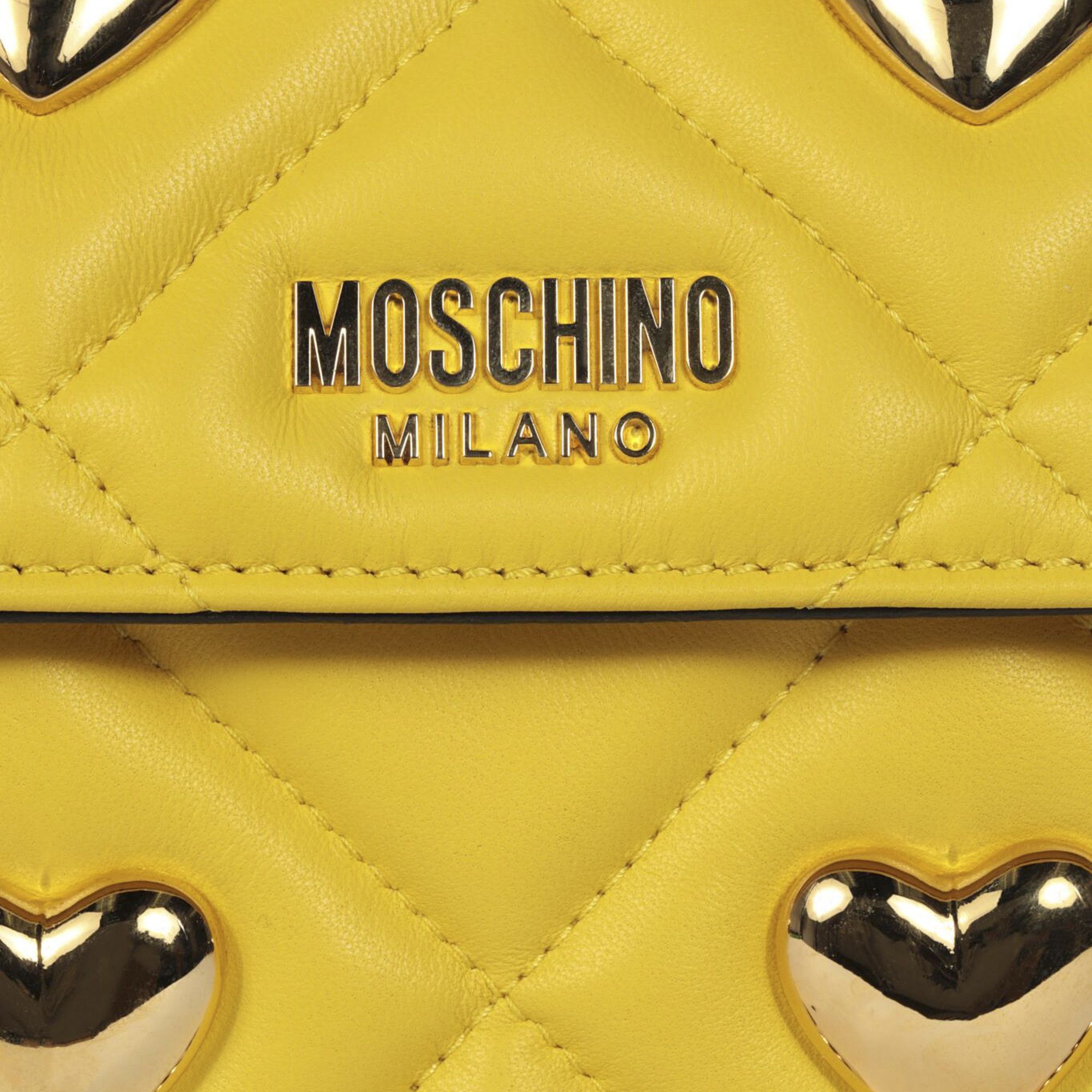 Buy Moschino Heart Studs Quilted Shoulder Bag 'Yellow