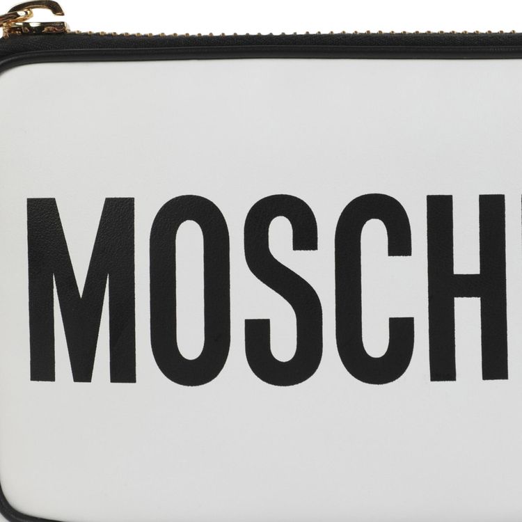 Moschino Logo Leather Chain Shoulder Bag Fantasy PrintWhite