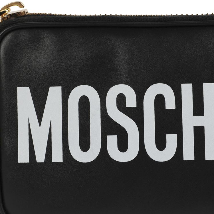 Moschino Logo Leather Chain Shoulder Bag Fantasy PrintBlack