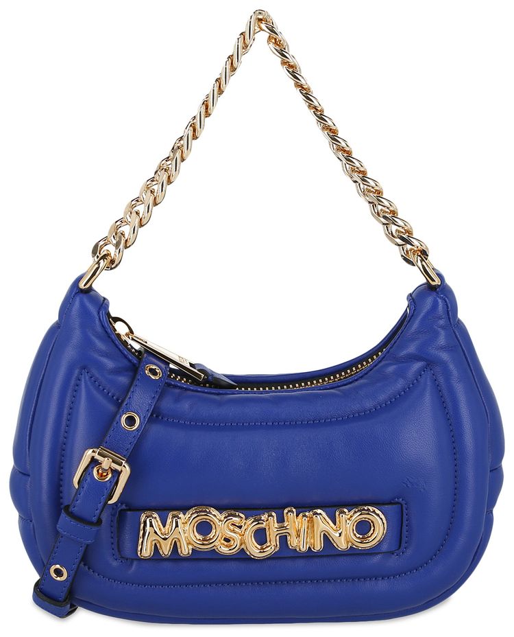 Moschino Balloon Lettering Crescent Bag Blue