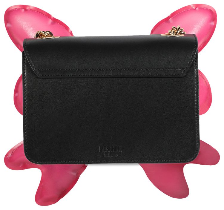 Moschino Inflatable Bow Leather Shoulder Bag Fantasy PrintBlack