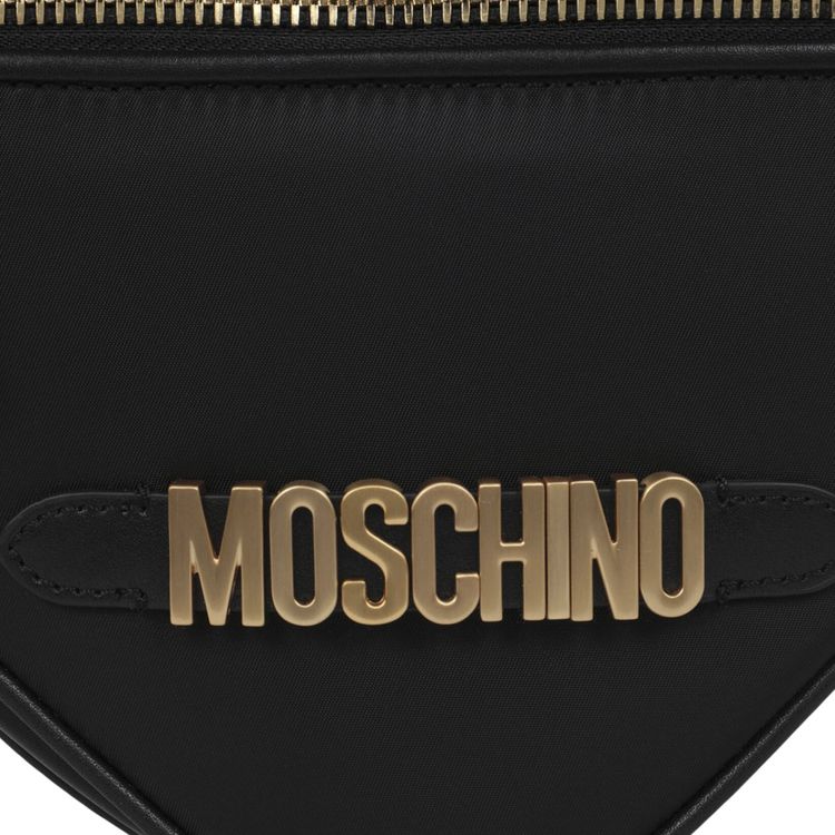 Moschino Heart Shape Nylon Shoulder Bag Fantasy PrintBlack