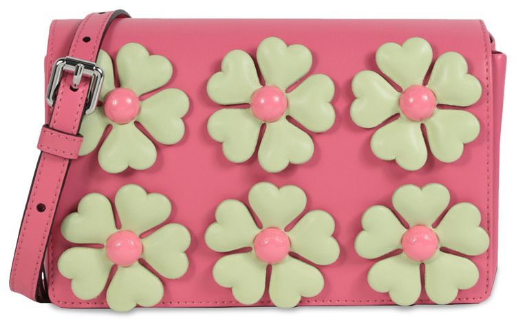 Moschino Floral Applique Shoulder Bag Fantasy Pink