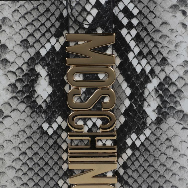 Moschino Snake Skin Print Shoulder Bag Fantasy White