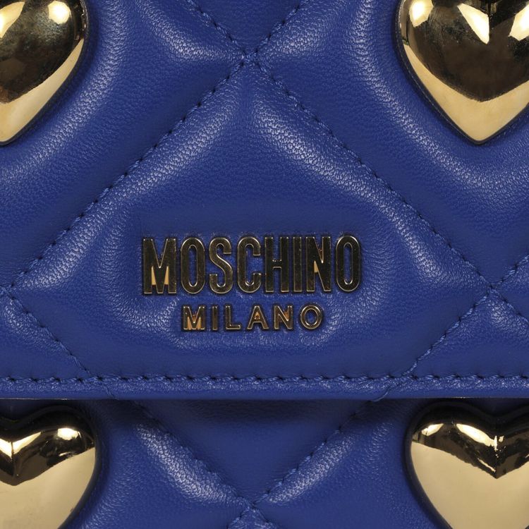 Moschino Heart Studs Quilted Crossbody Bag Blue