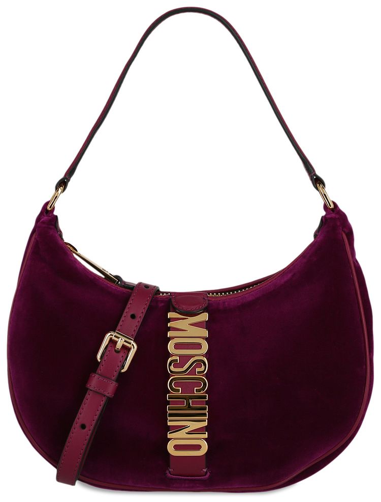 Moschino Velvet Logo Shoulder Bag Fantasy PrintViolet