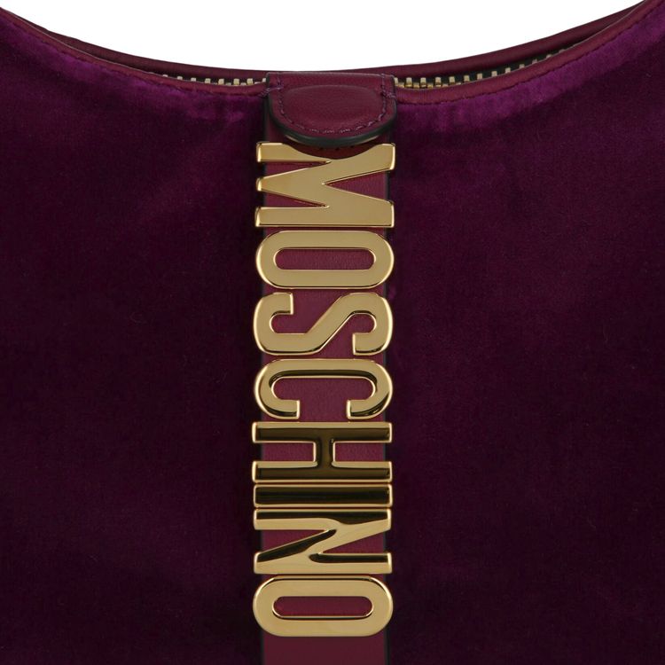 Moschino Velvet Logo Shoulder Bag Fantasy PrintViolet