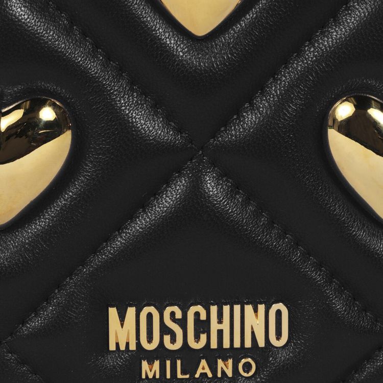 Moschino Heart Studs Quilted Shoulder Bag Fantasy PrintBlack