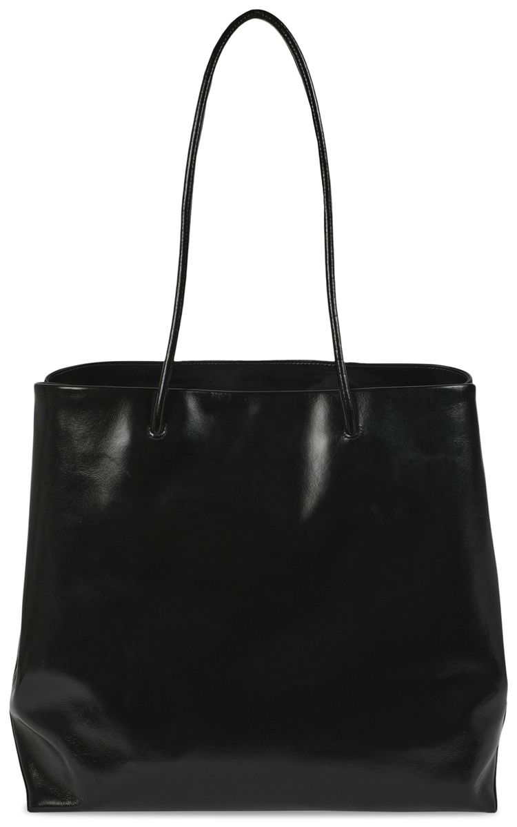 Moschino Logo Embossed Coated Leather Tote Bag Black