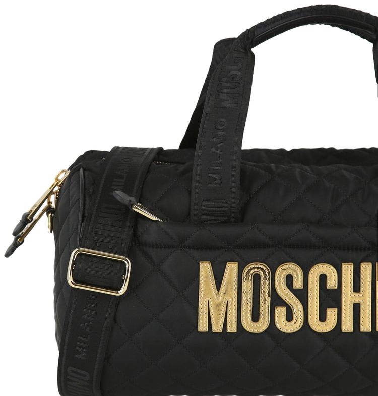 Moschino Quilted Logo Duffel Bag Black