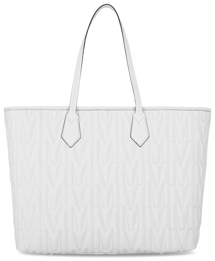 Moschino M Quilted Leather Tote Bag White