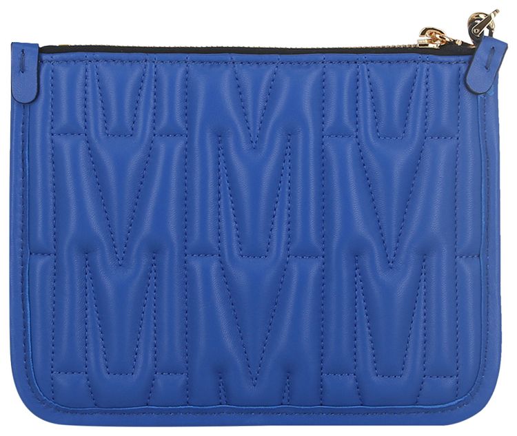 Moschino Quilted M Logo Wristlet Blue