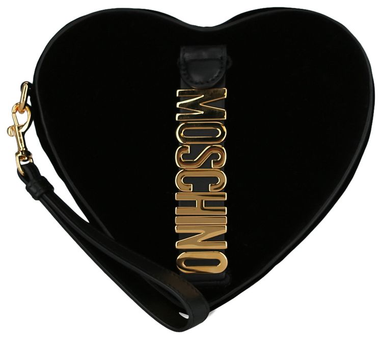 Moschino Velvet Heart Shaped Wristlet Fantasy PrintBlack
