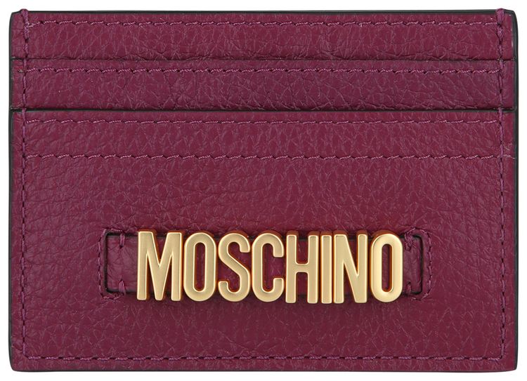 Moschino Belt Logo Leather Card Holder Bordeaux