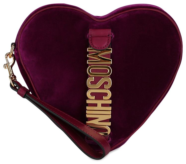 Moschino Velvet Heart Shaped Wristlet Fantasy PrintViolet