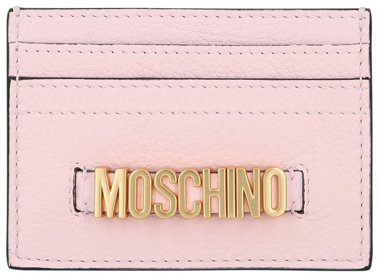 Moschino Belt Logo Leather Card Holder Pink