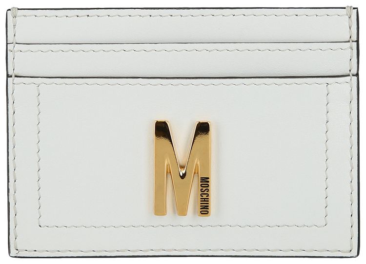 Moschino M Plaque Card Holder White