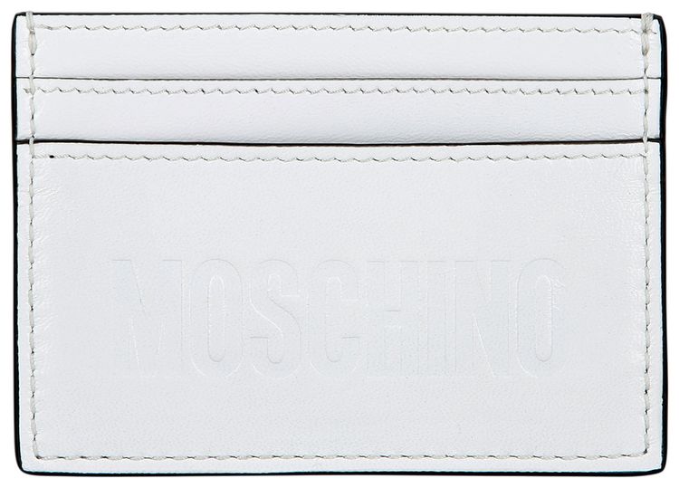 Moschino Embossed Logo Card Holder White