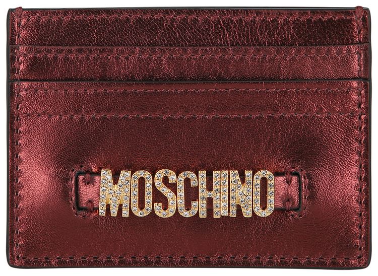 Moschino Logo Belt Crystal Embellished Card Holder Fantasy PrintViolet